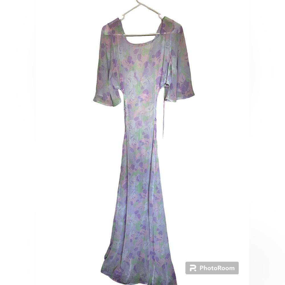 ASOS beach cover up size 10 sheer polyester lavender tones. Side cut outs